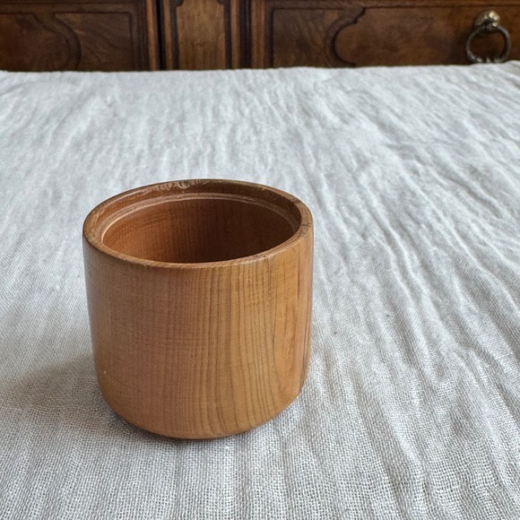 Other - VTG Handmade Yew Wooden Bowl Dish Vase Bud Signed Small Natural Wood '97